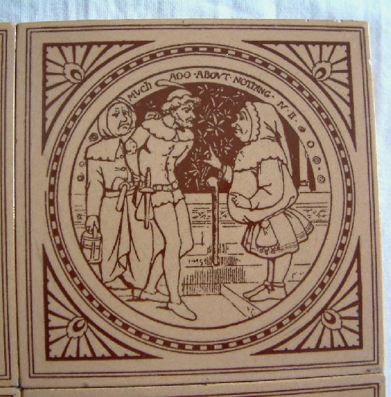 x9 Mintons pottery Shakespeare tiles 1880's